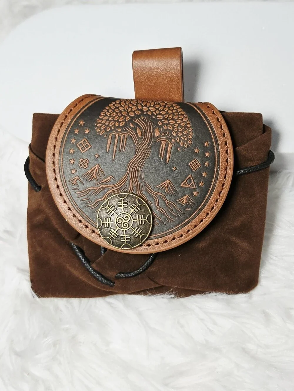 Medieval Belt Pouch Viking Dice Bag Renaissance Faire LARP Fantasy Tree of Life